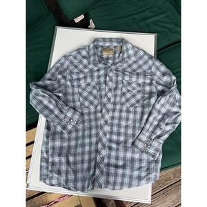 Wrangler Pearl Snap Long Sleeve Plaid Shirt 2XL Thin Green Blue Red